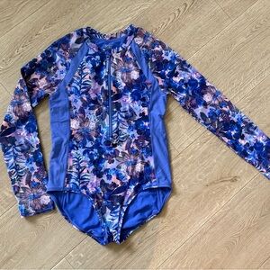 Athleta Kids Floral Blue Bodysuit